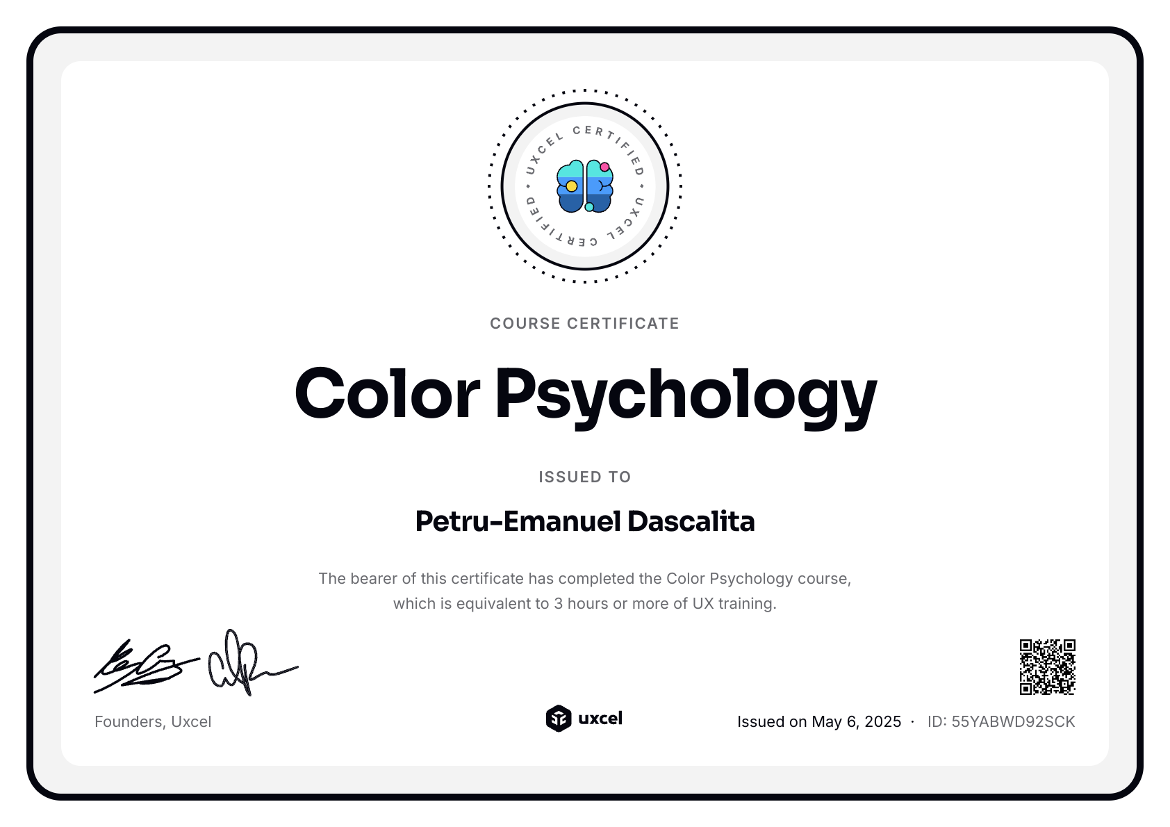 Petru-Emanuel Dascalita's certificate